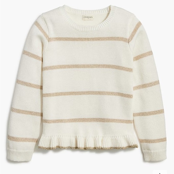 Crewcuts Girls Striped Sparkle Ruffle Hem Sweater - Picture 1 of 8